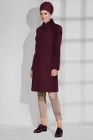 Tesettür giyim BORDO HAKİM YAKA KAŞE KABAN 9687