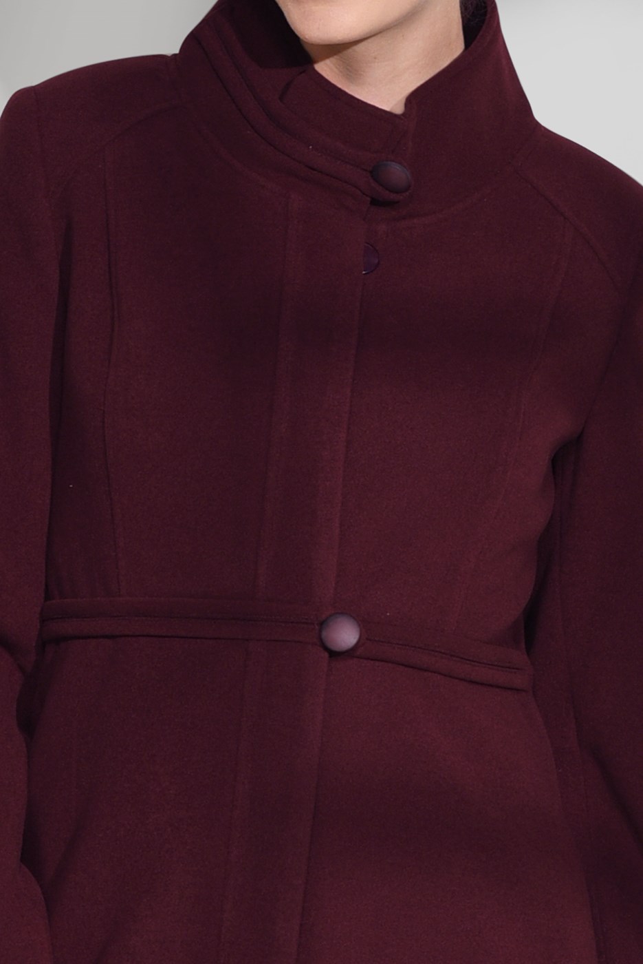 Tesettür giyim BORDO HAKİM YAKA KAŞE KABAN 9687