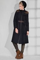 Tesettür giyim SİYAH BİYELİ KAPİTONE KABAN 9694 