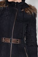 Tesettür giyim SİYAH BİYELİ KAPİTONE KABAN 9694 