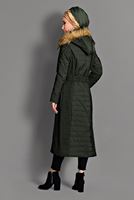 Tesettür giyim HAKİ KAPÜŞONU KÜRKLÜ KABAN 9705 