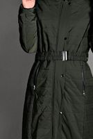 Tesettür giyim HAKİ KAPÜŞONU KÜRKLÜ KABAN 9705 