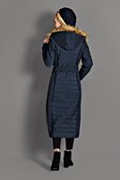 Tesettür giyim LACİVERT KAPÜŞONU KÜRKLÜ KABAN 9705 