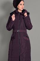 Tesettür giyim BORDO KAPÜŞONLU CEP DETAYLI KABAN 9709 