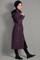 Tesettür giyim BORDO KAPÜŞONLU CEP DETAYLI KABAN 9709 