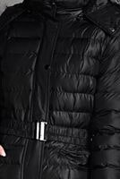 Tesettür giyim SİYAH KAPÜŞONLU KEMERLİ KABAN 9711 