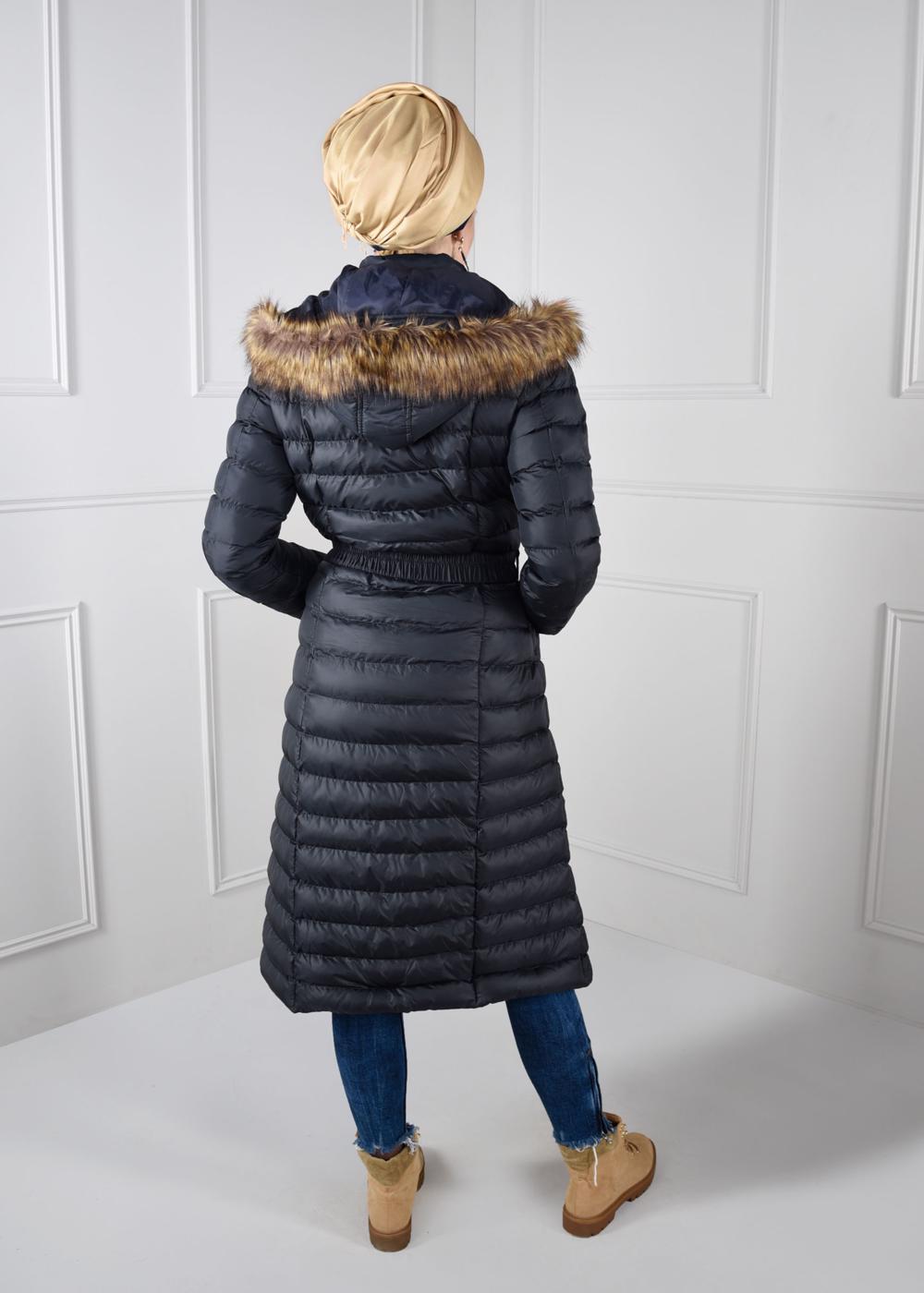 Tesettür giyim LACİVERT T 9711 Alvina Winter Safir Kaban