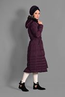 Tesettür giyim BORDO KAPÜŞONLU KABAN 9712 