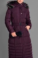 Tesettür giyim BORDO KAPÜŞONLU KABAN 9712 