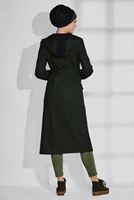 Tesettür giyim YEŞİL CEP DETAYLI KAPÜŞONLU KABAN 9726