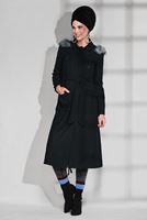 Tesettür giyim SİYAH ERKEK YAKA KAPÜŞONLU KABAN 9728 