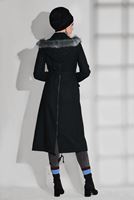 Tesettür giyim SİYAH ERKEK YAKA KAPÜŞONLU KABAN 9728 