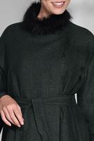 Tesettür giyim HAKİ CEPLİ BELİ KUŞAKLI KABAN 9733