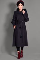 Tesettür giyim MÜRDÜM KAPÜŞONLU KABAN 9734