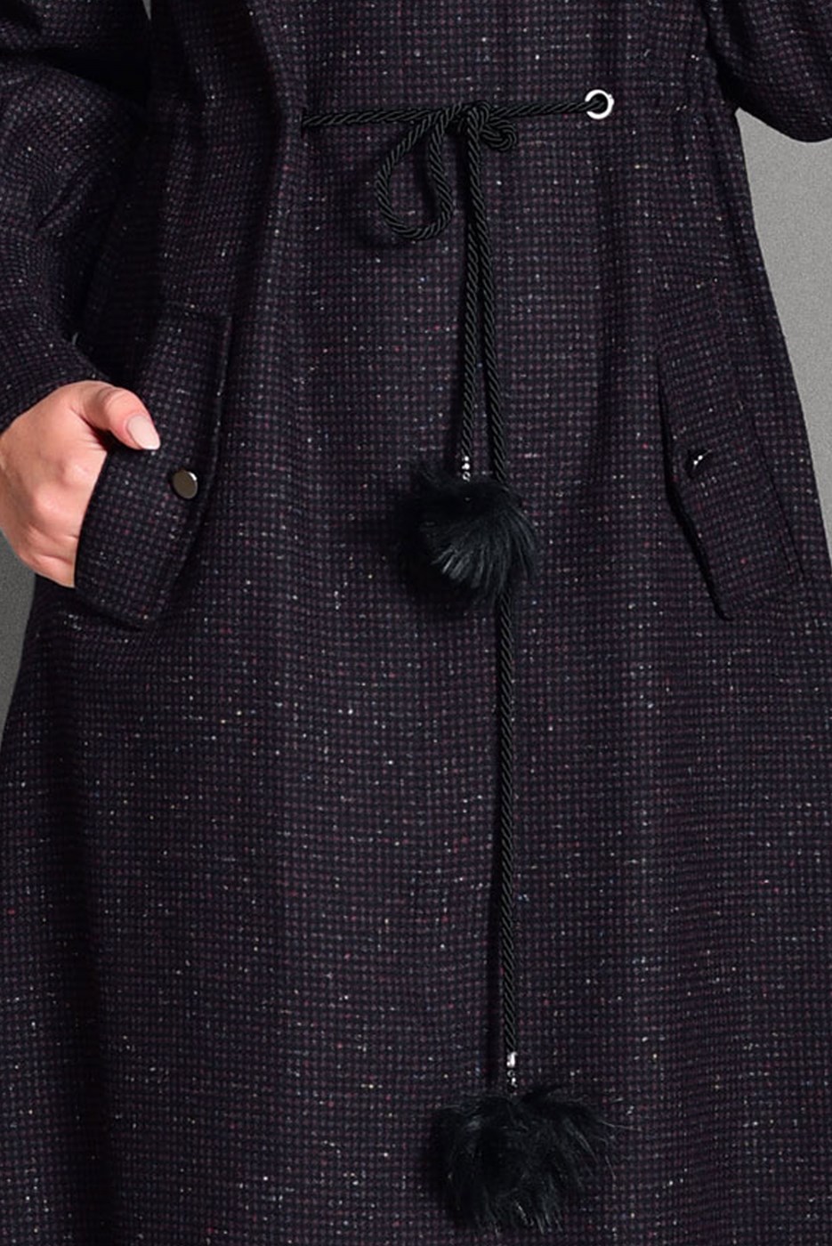 Tesettür giyim MÜRDÜM KAPÜŞONLU KABAN 9734