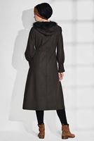 Tesettür giyim KAHVE KAPÜŞONLU KABAN 9734
