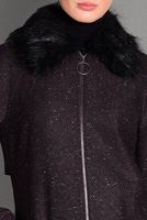 Tesettür giyim BORDO KÜRK DETAYLI FERMUARLI KABAN 9735 