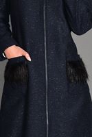 Tesettür giyim LACİVERT KÜRK DETAYLI FERMUARLI KABAN 9735 