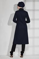 Tesettür giyim LACİVERT KUŞGÖZÜ DETAYLI KABAN 9736