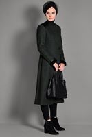 Tesettür giyim YEŞİL KUŞGÖZÜ DETAYLI KABAN 9736 