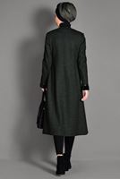 Tesettür giyim YEŞİL KUŞGÖZÜ DETAYLI KABAN 9736 