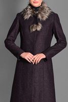 Tesettür giyim BORDO YAKASI KÜRKLÜ KEÇE KABAN 9740 