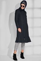 Tesettür giyim GRİ ETEK UCU VOLANLI ERKEK YAKA KABAN 9743 