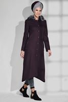 Tesettür giyim MÜRDÜM DÜĞMELİ HAKİM YAKA KABAN 9744 