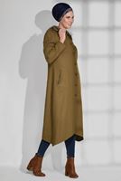 Tesettür giyim TURUNCU DÜĞMELİ HAKİM YAKA KABAN 9744 