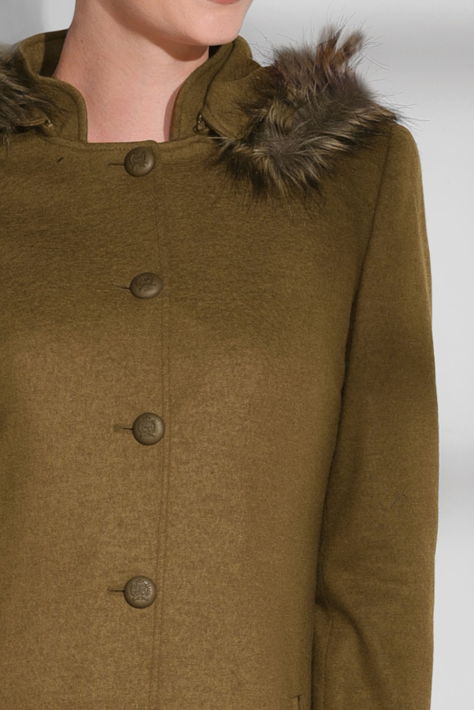 Tesettür giyim TURUNCU DÜĞMELİ HAKİM YAKA KABAN 9744 