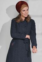 Tesettür giyim LACİVERT KRUVAZE NAKIŞ DETAYLI KABAN 9745 