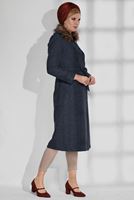 Tesettür giyim LACİVERT KRUVAZE NAKIŞ DETAYLI KABAN 9745 