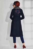 Tesettür giyim LACİVERT KRUVAZE NAKIŞ DETAYLI KABAN 9745 