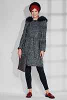 Tesettür giyim GRİ FERMUAR DETAYLI KEÇE KABAN 9751