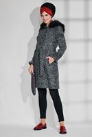 Tesettür giyim GRİ FERMUAR DETAYLI KEÇE KABAN 9751