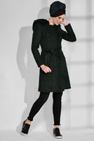 Tesettür giyim HAKİ FERMUAR DETAYLI KEÇE KABAN 9751