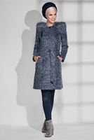 Tesettür giyim LACİVERT FERMUAR DETAYLI KEÇE KABAN 9751