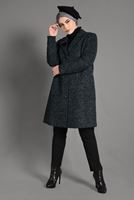 Tesettür giyim GRİ DÜĞMELİ KEÇE KABAN 9757