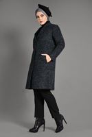 Tesettür giyim GRİ DÜĞMELİ KEÇE KABAN 9757