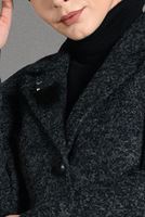 Tesettür giyim GRİ DÜĞMELİ KEÇE KABAN 9757