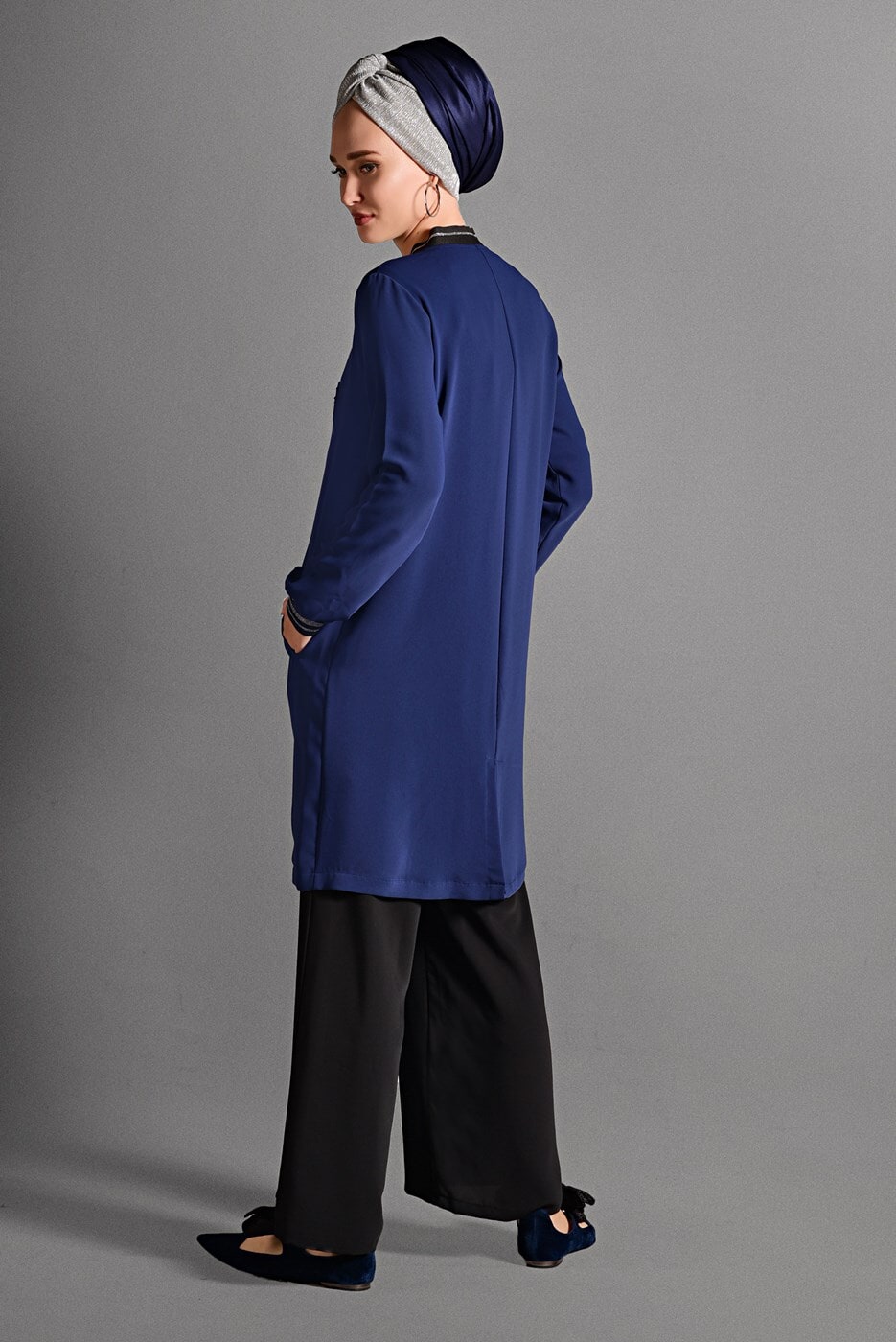 Hijab clothing NAVY BLUE PATCH DETAILED TRACKSUIT 9106 