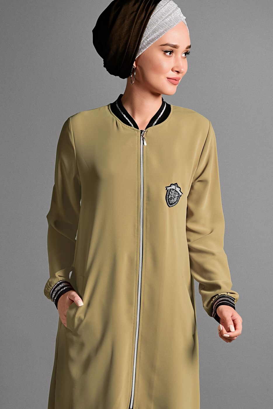 Hijab clothing BROWN PATCH DETAILED TRACKSUIT 9106 