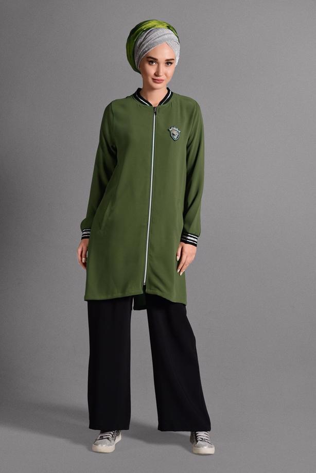 Hijab clothing GREEN PATCH DETAILED TRACKSUIT 9106  - TRENDTESETTÜR