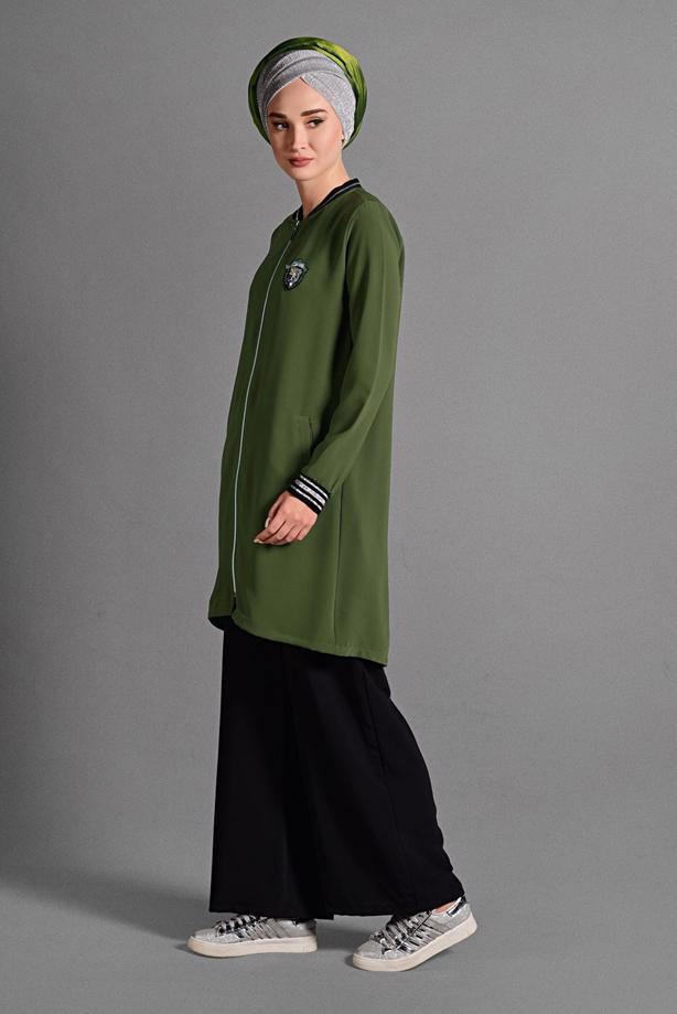Hijab clothing GREEN PATCH DETAILED TRACKSUIT 9106  - TRENDTESETTÜR