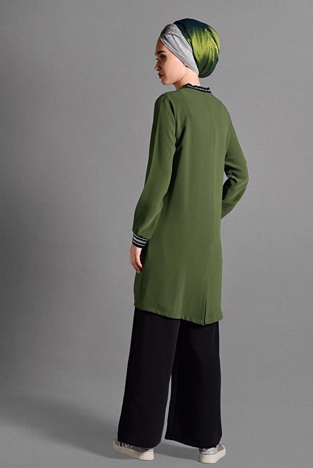 Hijab clothing GREEN PATCH DETAILED TRACKSUIT 9106  - TRENDTESETTÜR