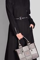 Hijab clothing BLACK HOODED BELTED COAT 9634 