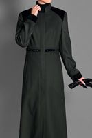 Hijab clothing KHAKI MANDARIN COLLAR WAIST BEADED COAT 9680