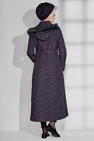 Tesettür giyim MÜRDÜM KAPÜŞONLU CEPLİ KAPİTONE MANTO 9695 