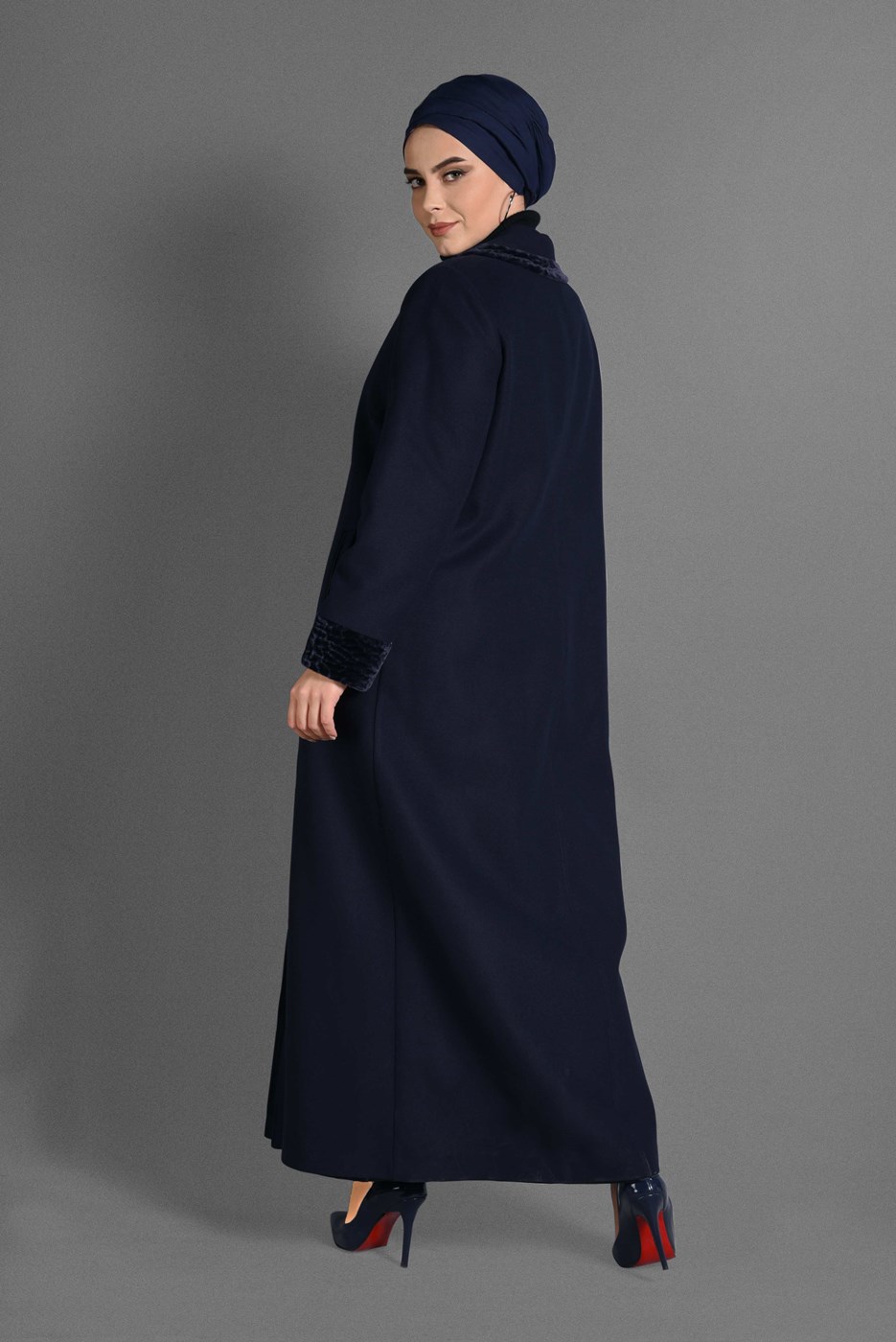 Vêtements hijab BLEU MARINE MANTEAU À BOUTONNÉ 9696