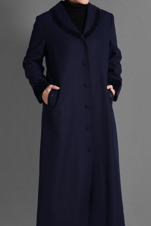 Vêtements hijab BLEU MARINE MANTEAU À BOUTONNÉ 9696  - TRENDTESETTÜR